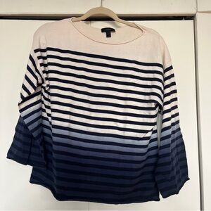 J. Crew Blue Ombré Striped Cotton Sweater